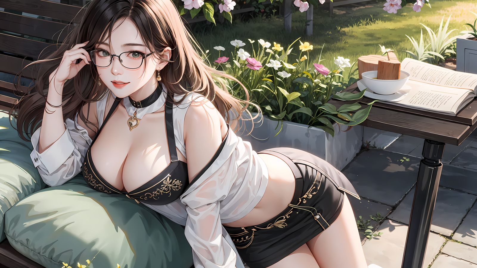小姐姐花园里的诱惑插画图片壁纸