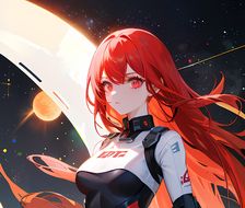 星空下的红发少女