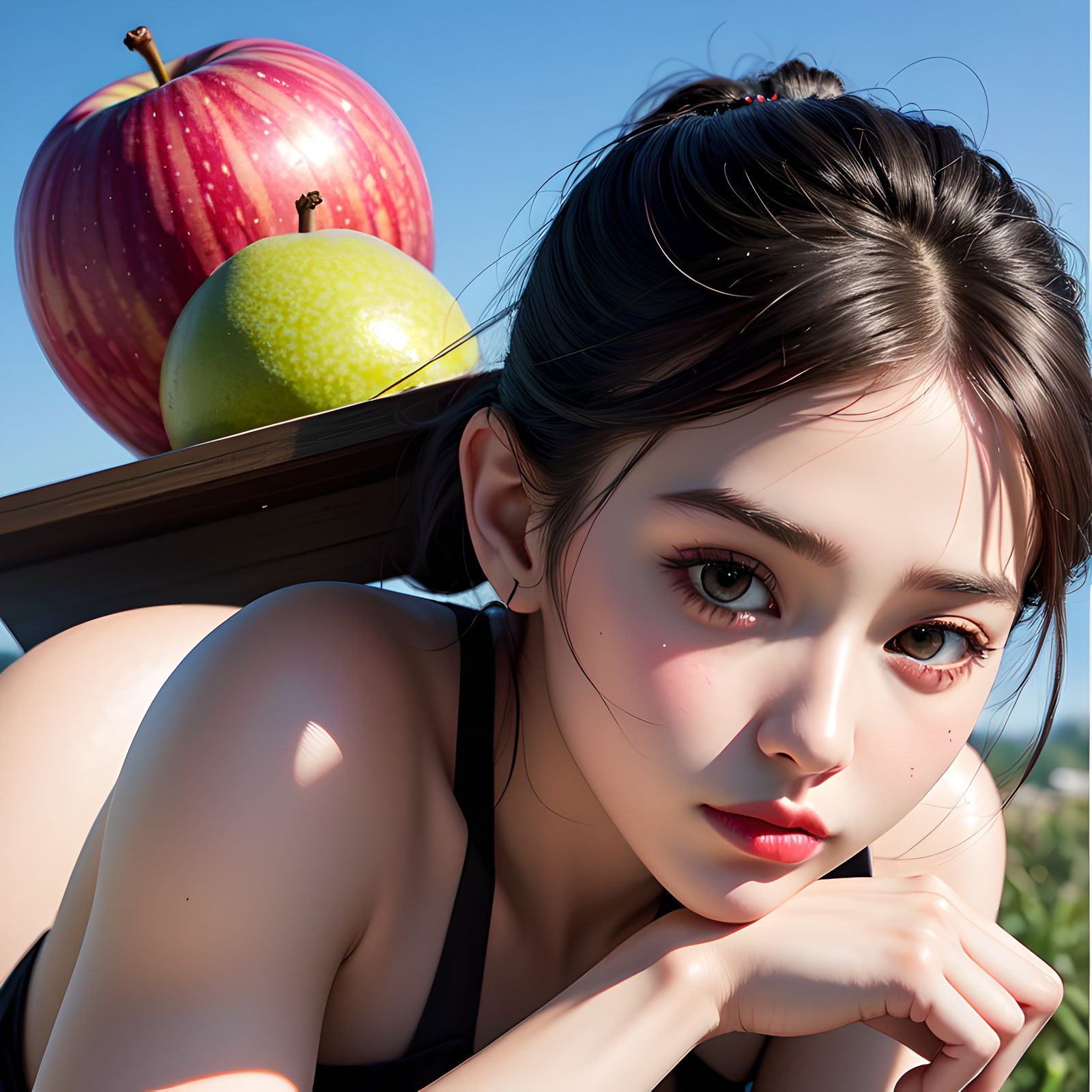 月圆美食少女插画图片壁纸