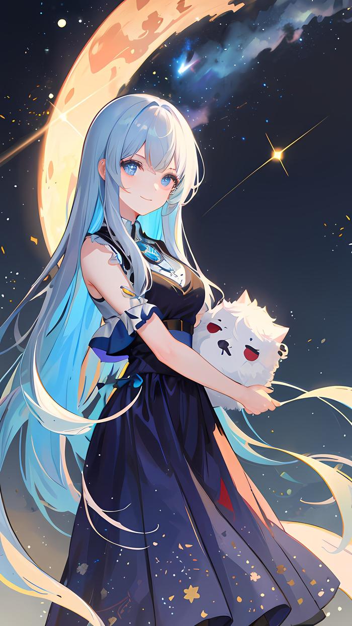 星空少女插画图片壁纸