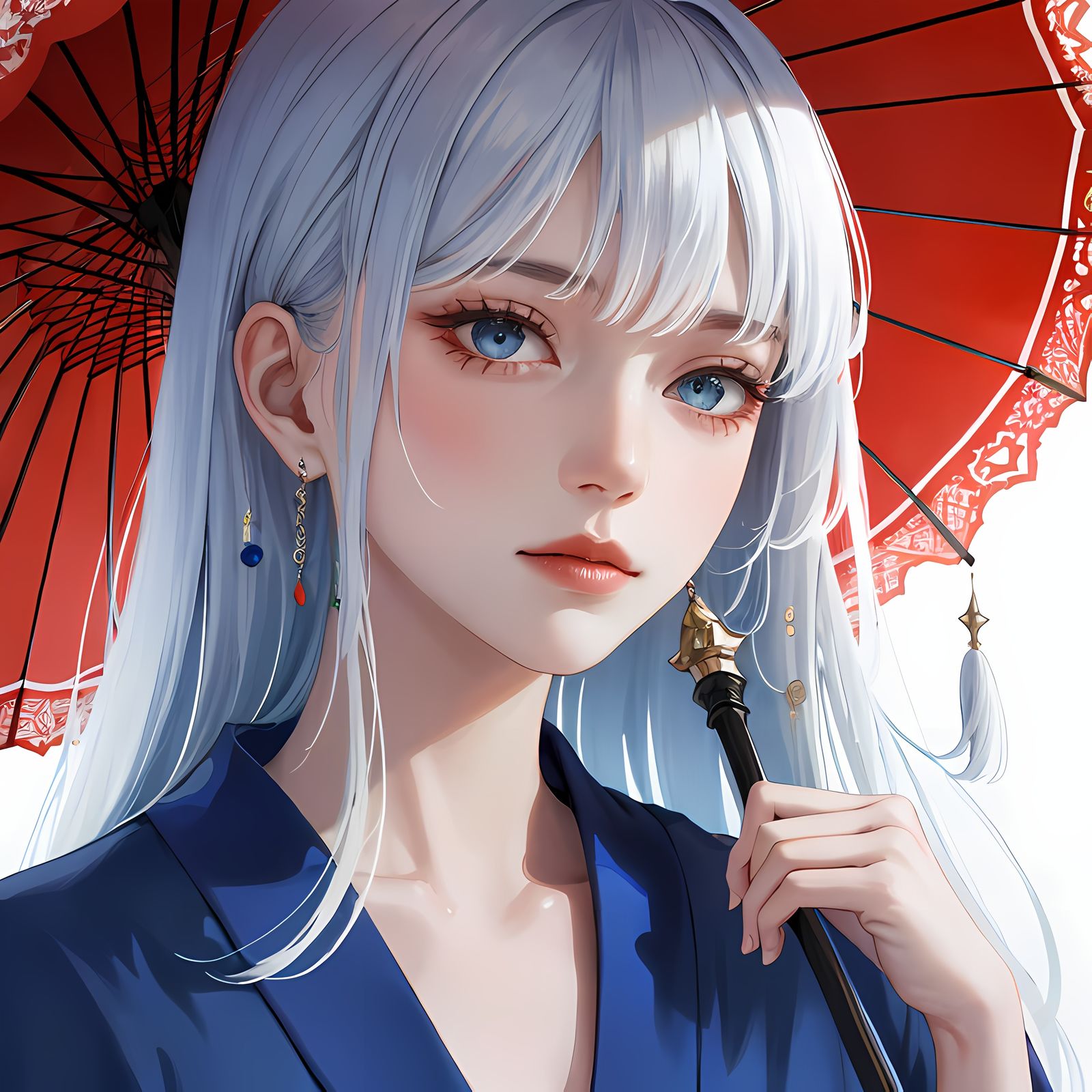 多彩伞中少女-2.5D写实holding umbrella