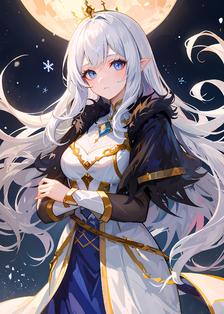 夜色中的星空美少女插画图片壁纸