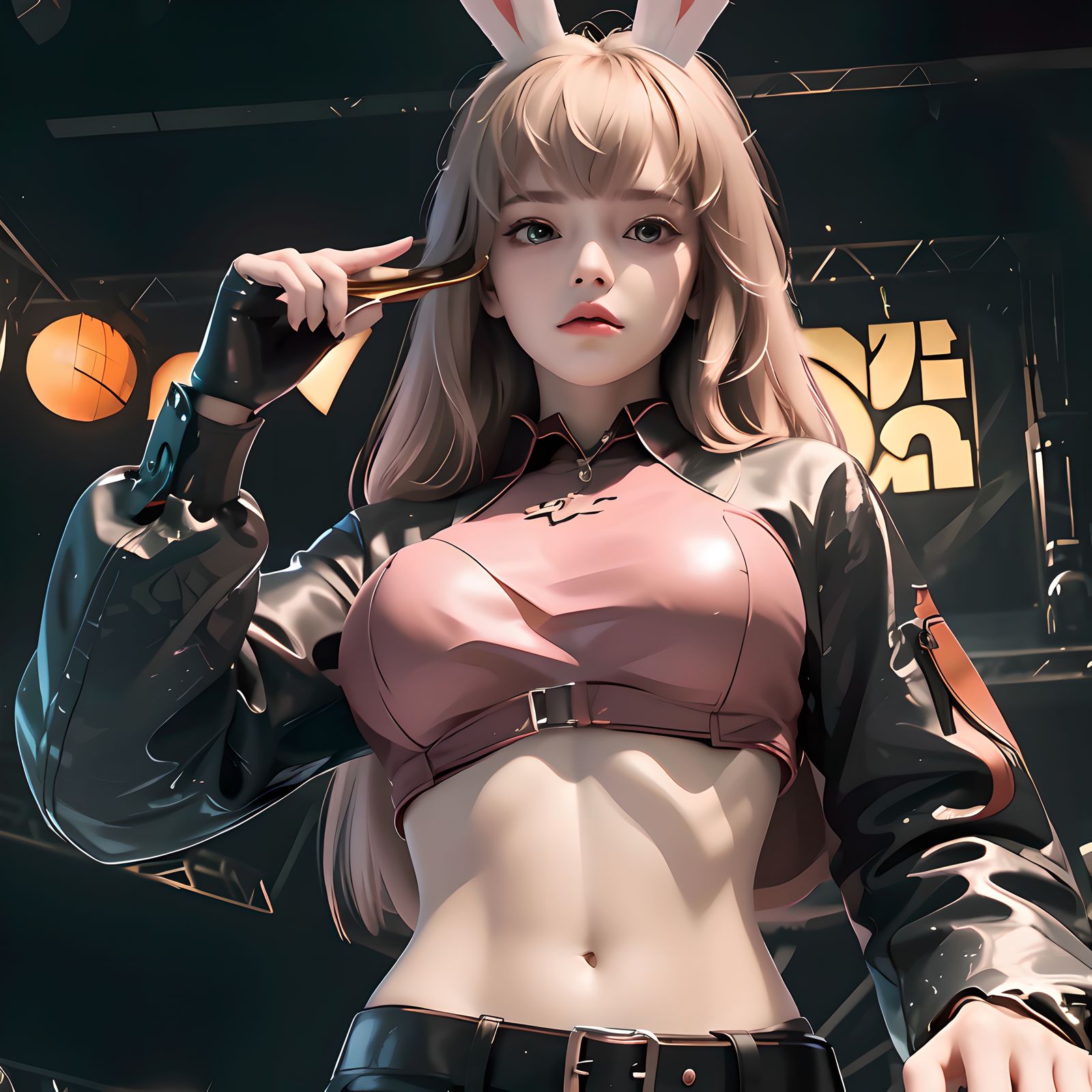 兔耳萌妹吊带热舞