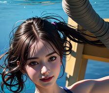 二次元泳装美少女与海的邂逅
