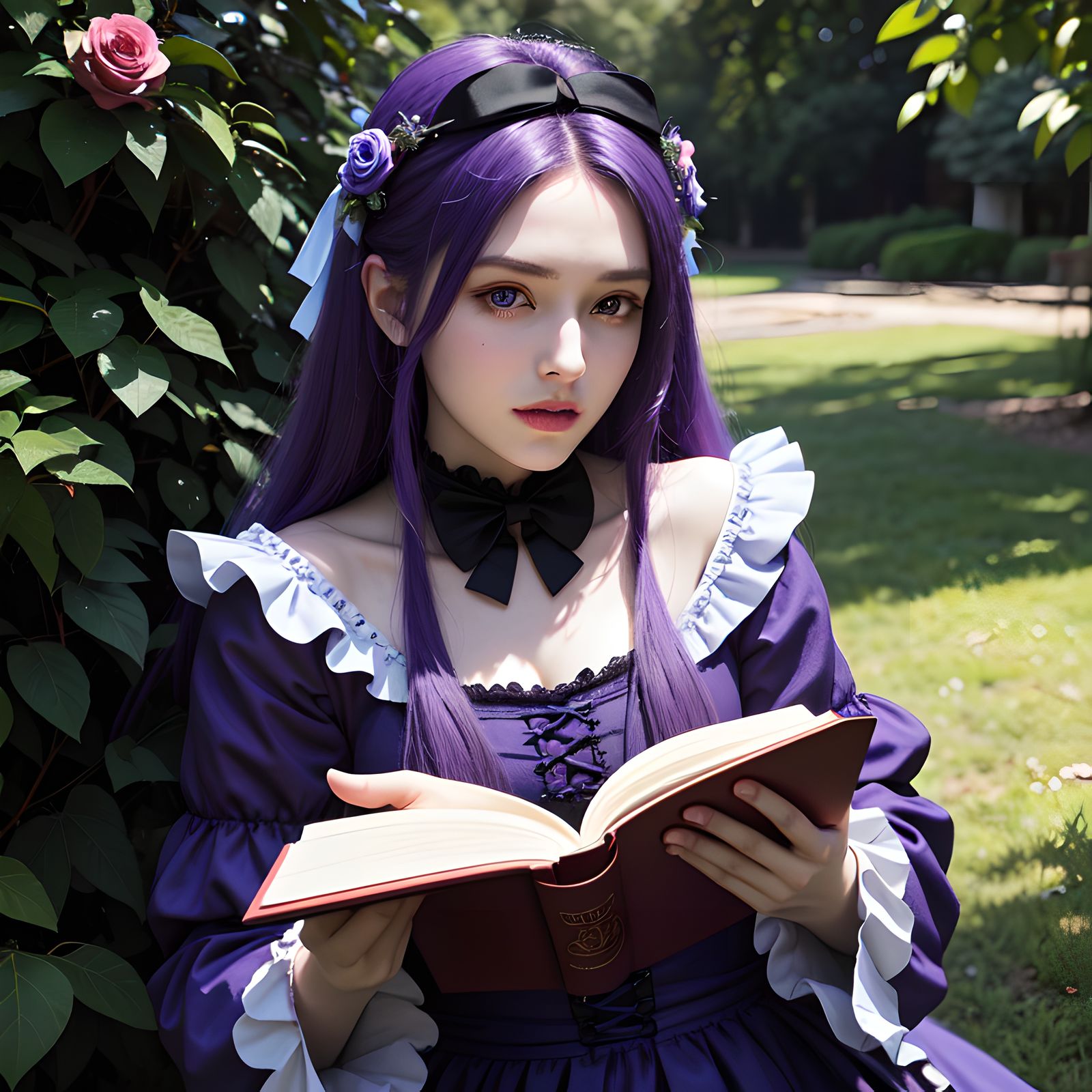花园读书少女