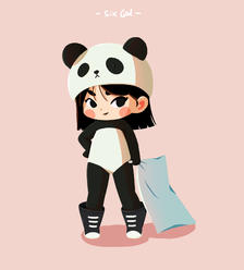 熊猫|动物睡衣系列插画图片壁纸