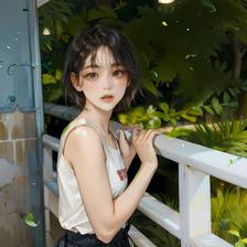 绿意盎然少女，描绘自然。插画图片壁纸