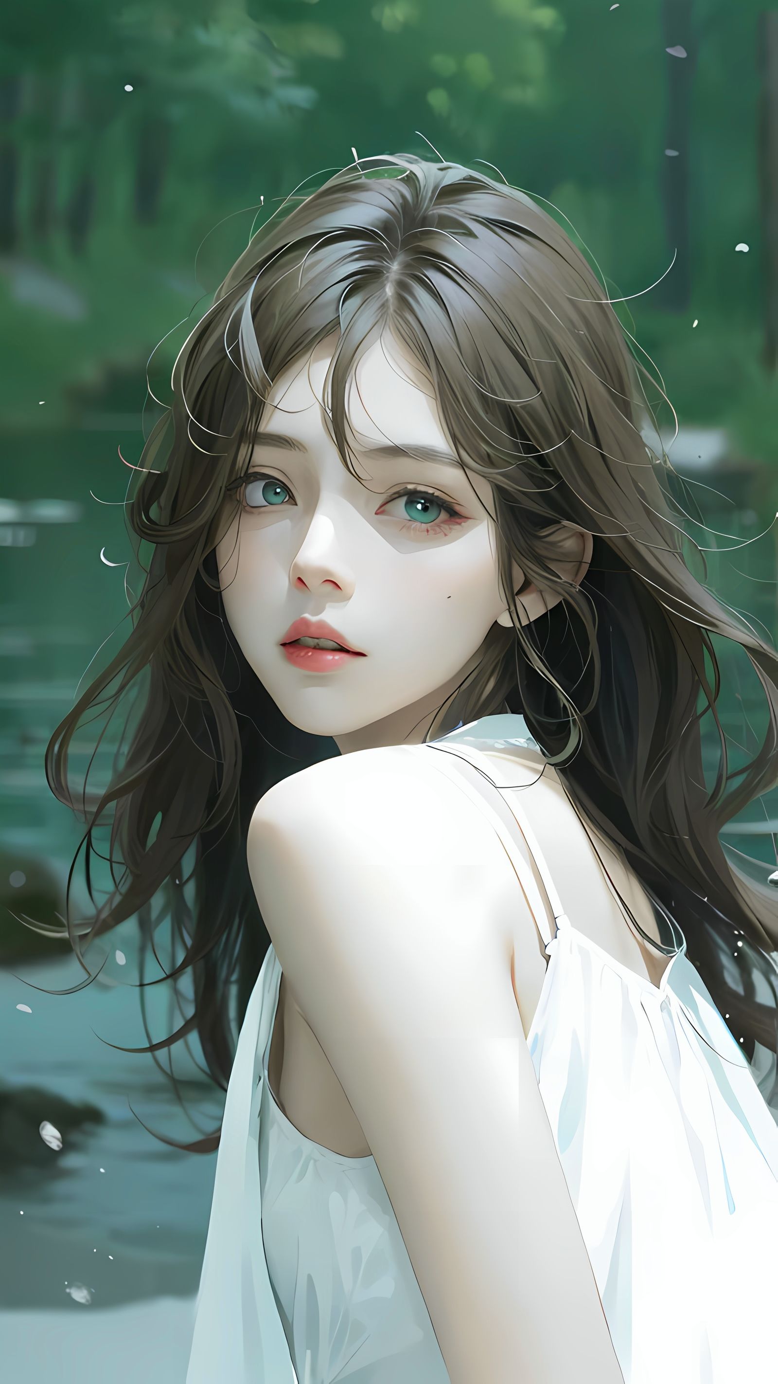 二次元少女在雨中淋湿插画图片壁纸