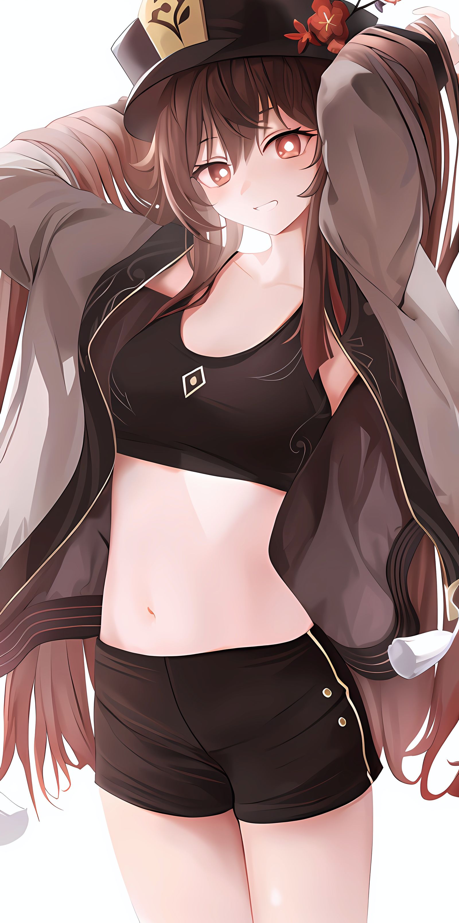 二次元性感美女，短裤掀开小可爱等你来！插画图片壁纸