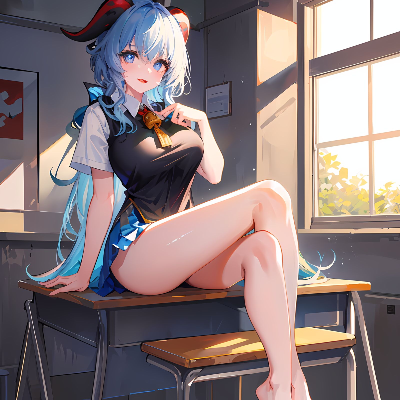 甘雨の学生时代插画图片壁纸
