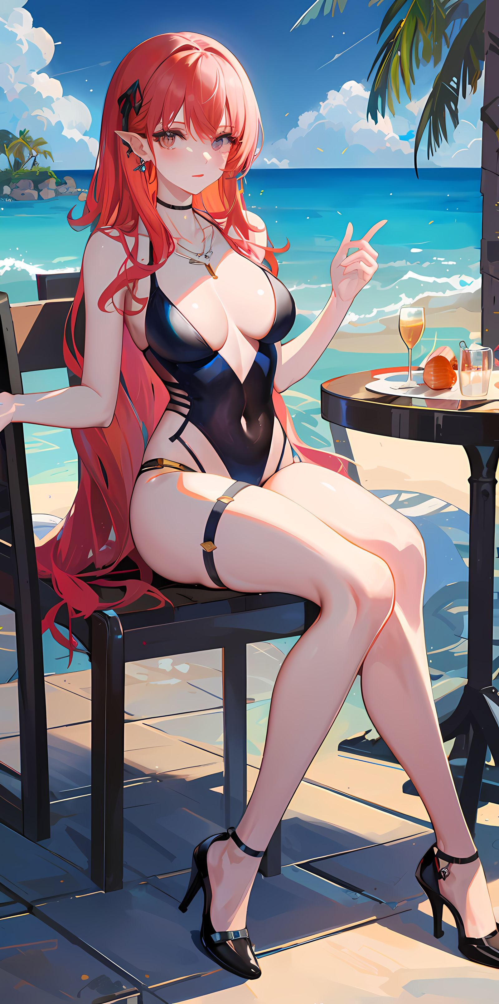 红发少女插画图片壁纸