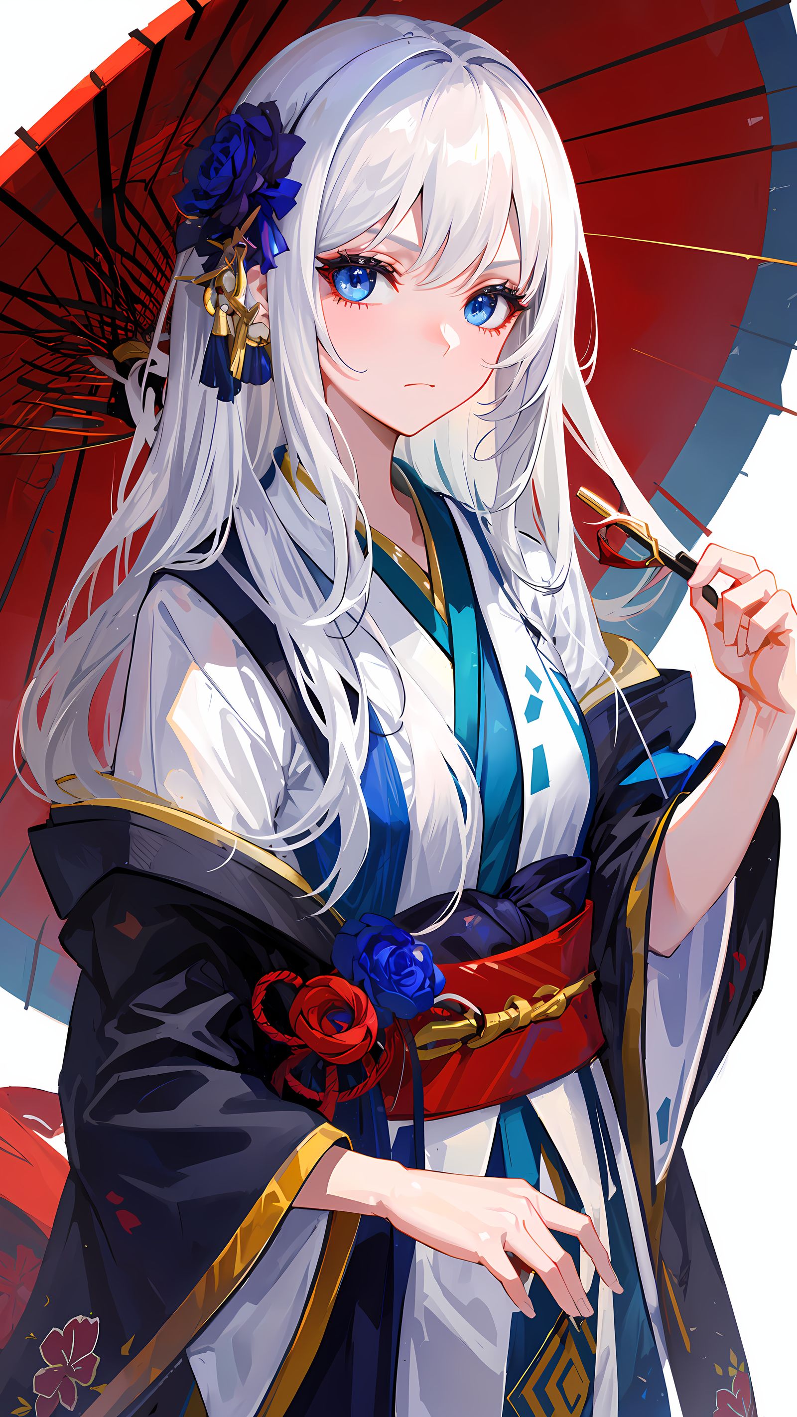 蓝色的花，共享的红伞。