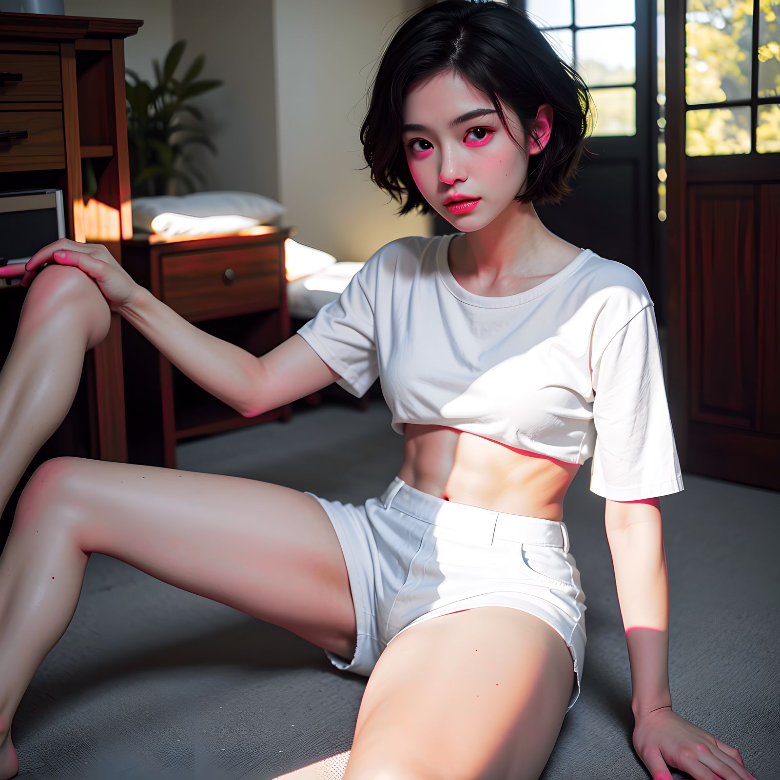 看，妹子有三条腿插画图片壁纸