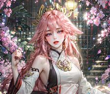 花海少女-唯美动漫风短语给出的中文标签是:樱花