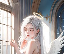光下窗前的天使-2.5D写实天使