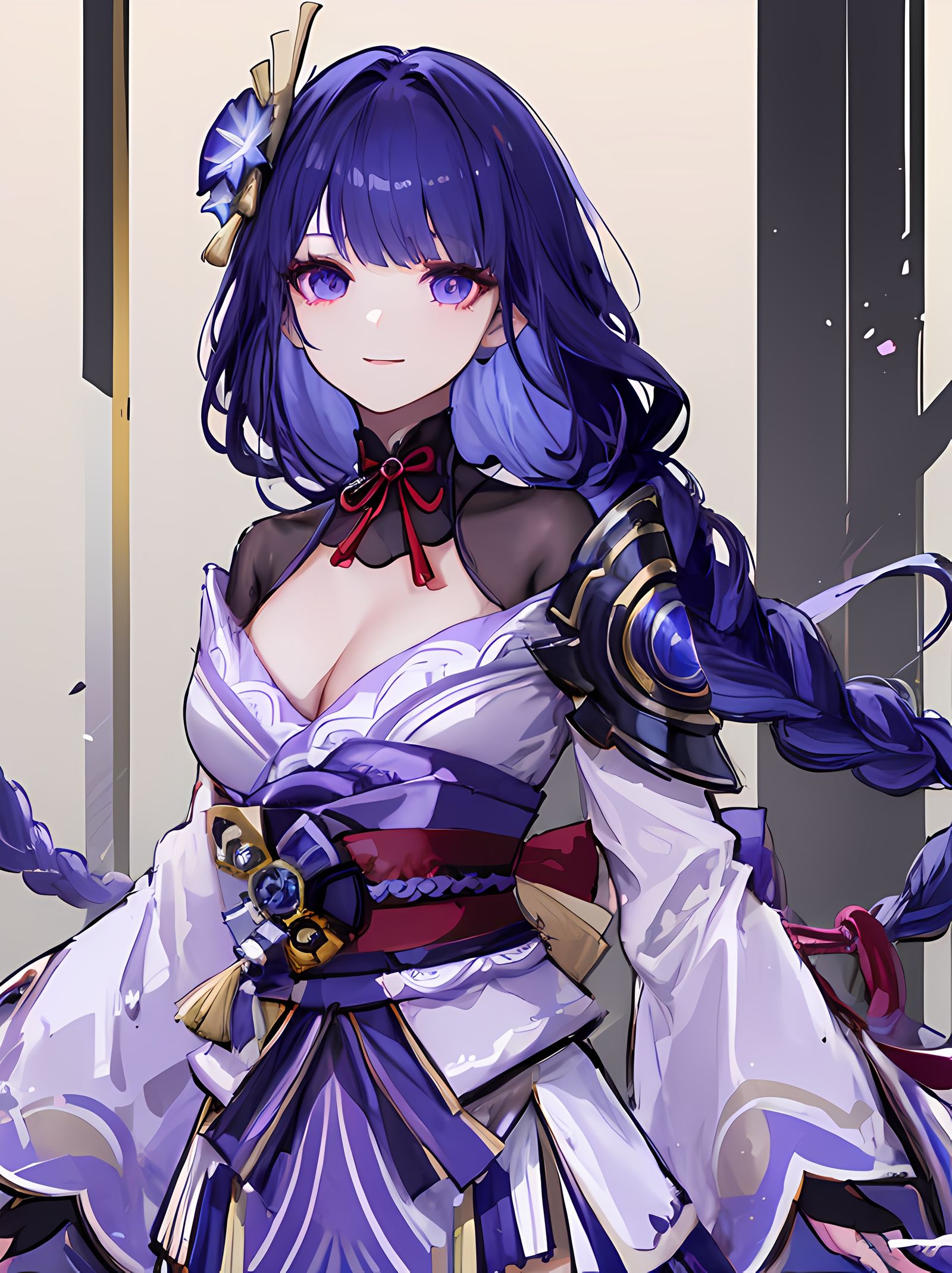 紫发女孩微笑晃眼插画图片壁纸