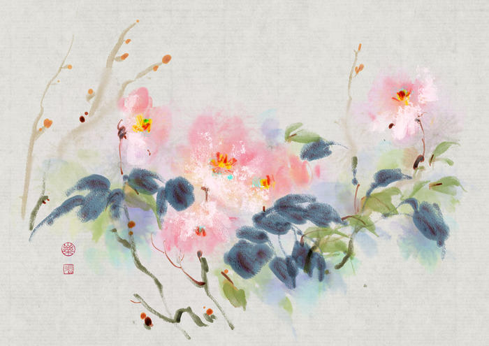 水墨花卉插画图片壁纸