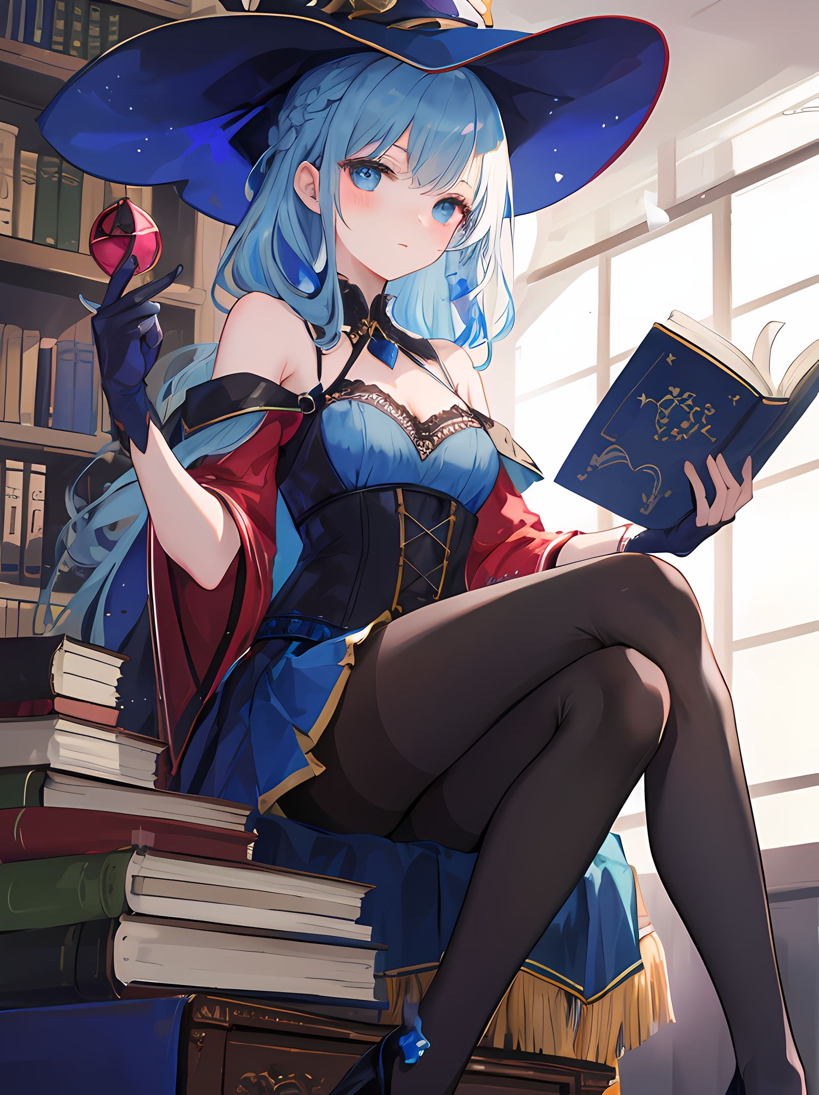 蓝色，魔女，连裤袜