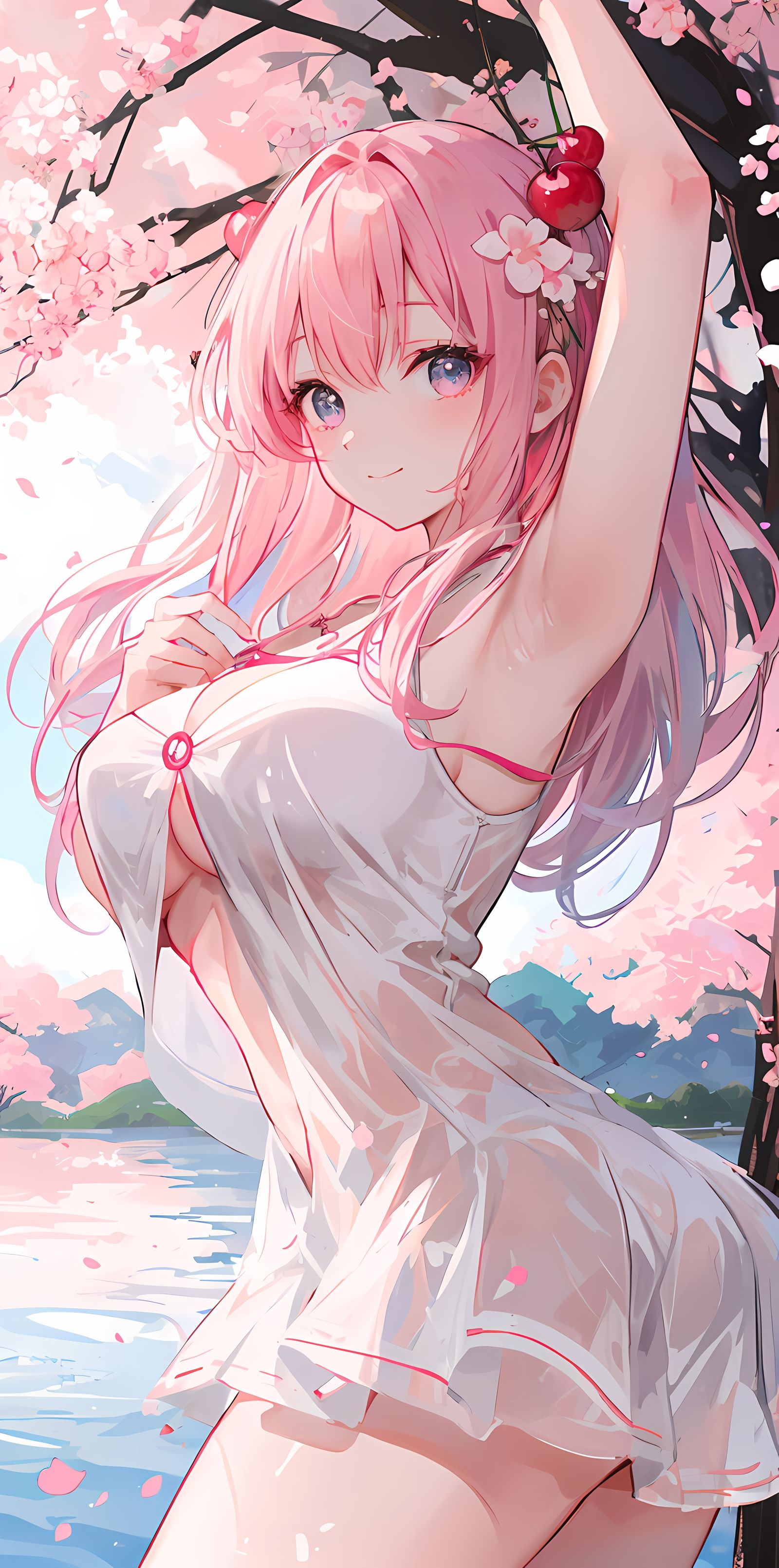 樱花树下插画图片壁纸