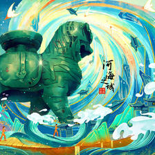 河海之城，文武沧州插画图片壁纸