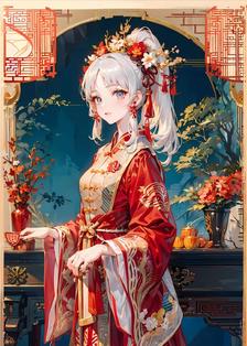 原神古风汉服新娘服插画图片壁纸