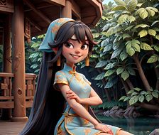 中式旗袍小家政-3D卡通3D卡通角色