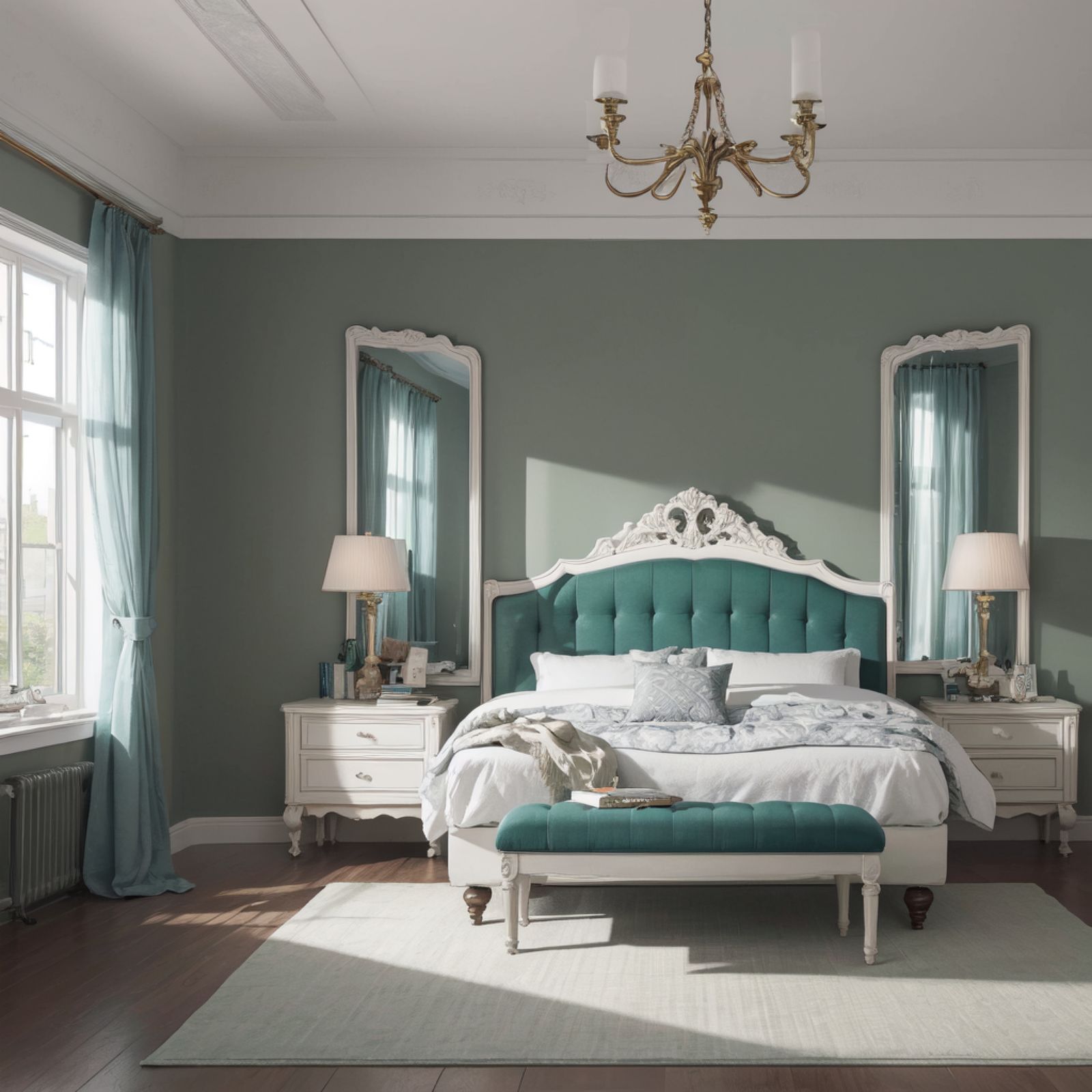 绿色美式风格卧室设计