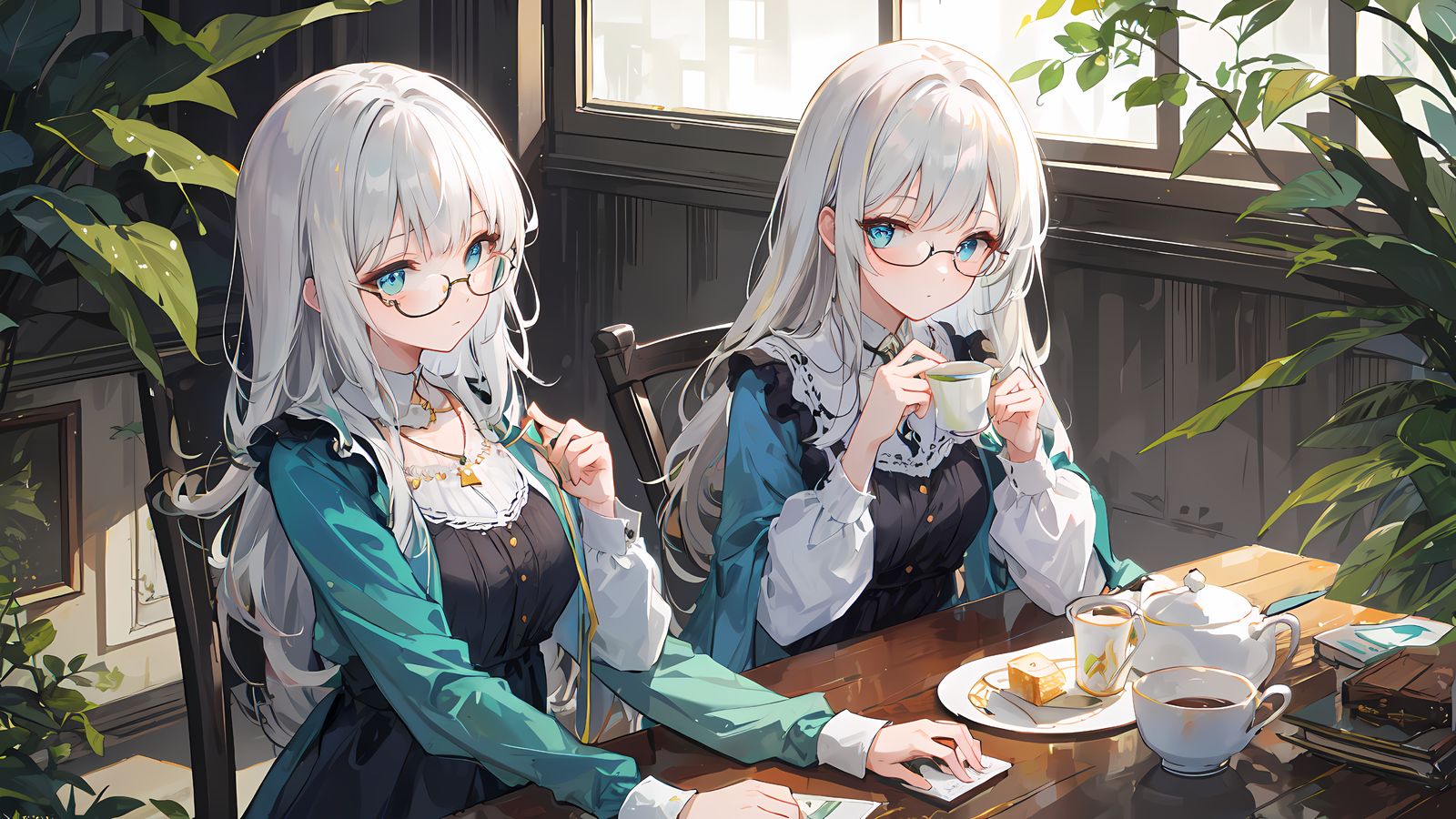 双生姐妹插画图片壁纸