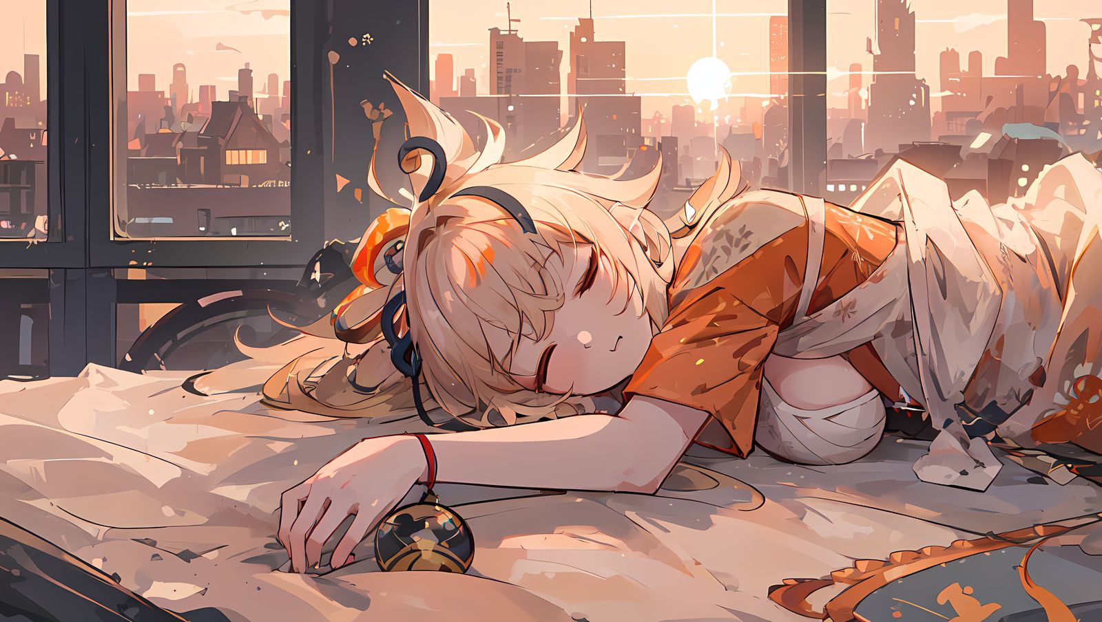 躺在床上13插画图片壁纸