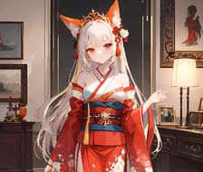 狐妖-二次元狐妖白发红瞳古装
