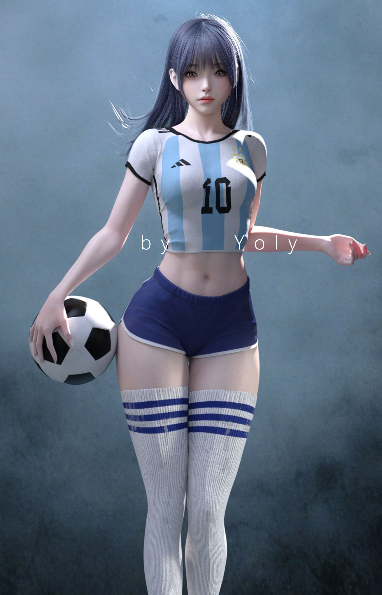 Yoly 莜莉 #107 足球宝贝 阿根廷插画图片壁纸