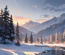 凛冬雪景-二次元风景壁纸