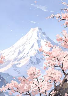 富士山的雪插画图片壁纸