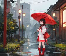 红雨缤纷-二次元少女