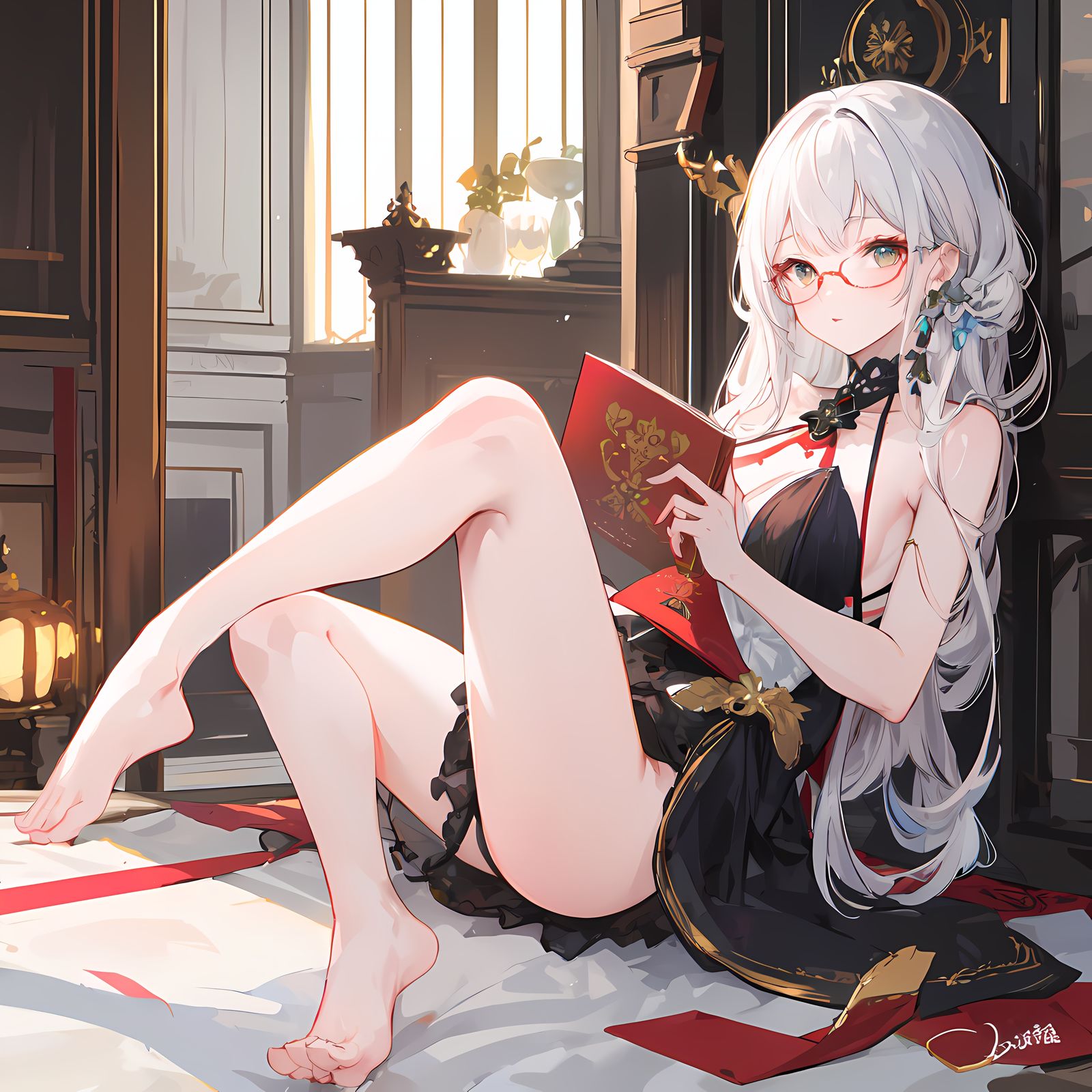 白毛御姐插画图片壁纸