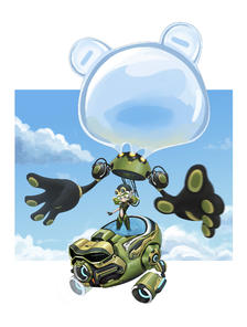 小蛙飞船插画图片壁纸