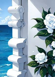 白玫瑰插画图片壁纸