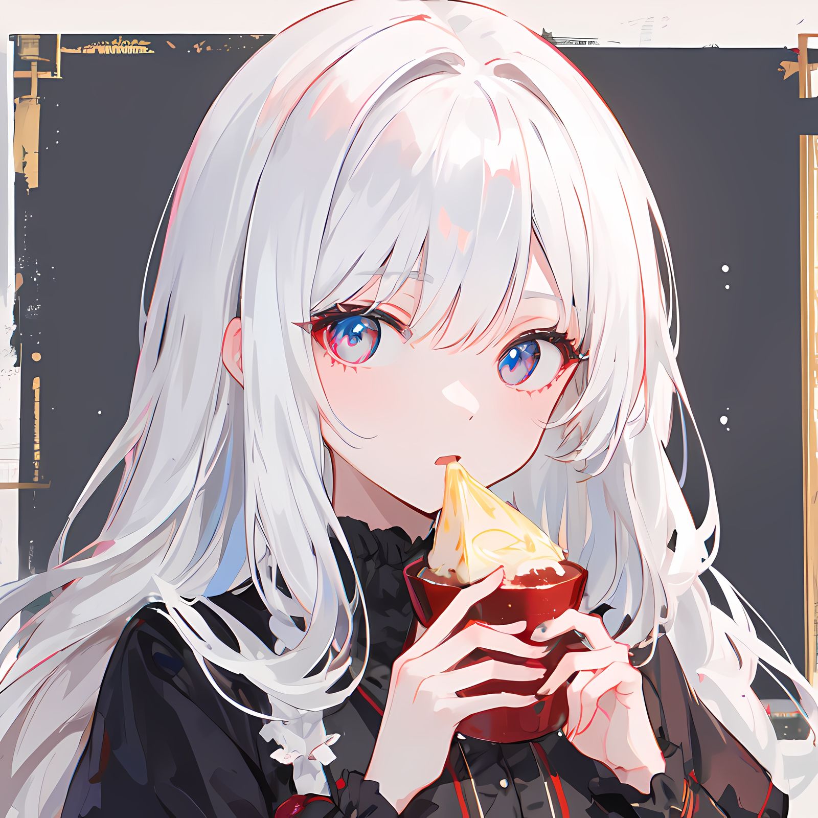 吃东西的少女-二次元白毛