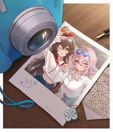 Polaroid selfie with Amber!插画图片壁纸