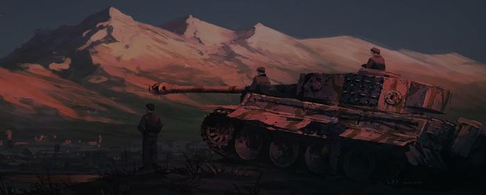 “虎”式重型坦克插画图片壁纸