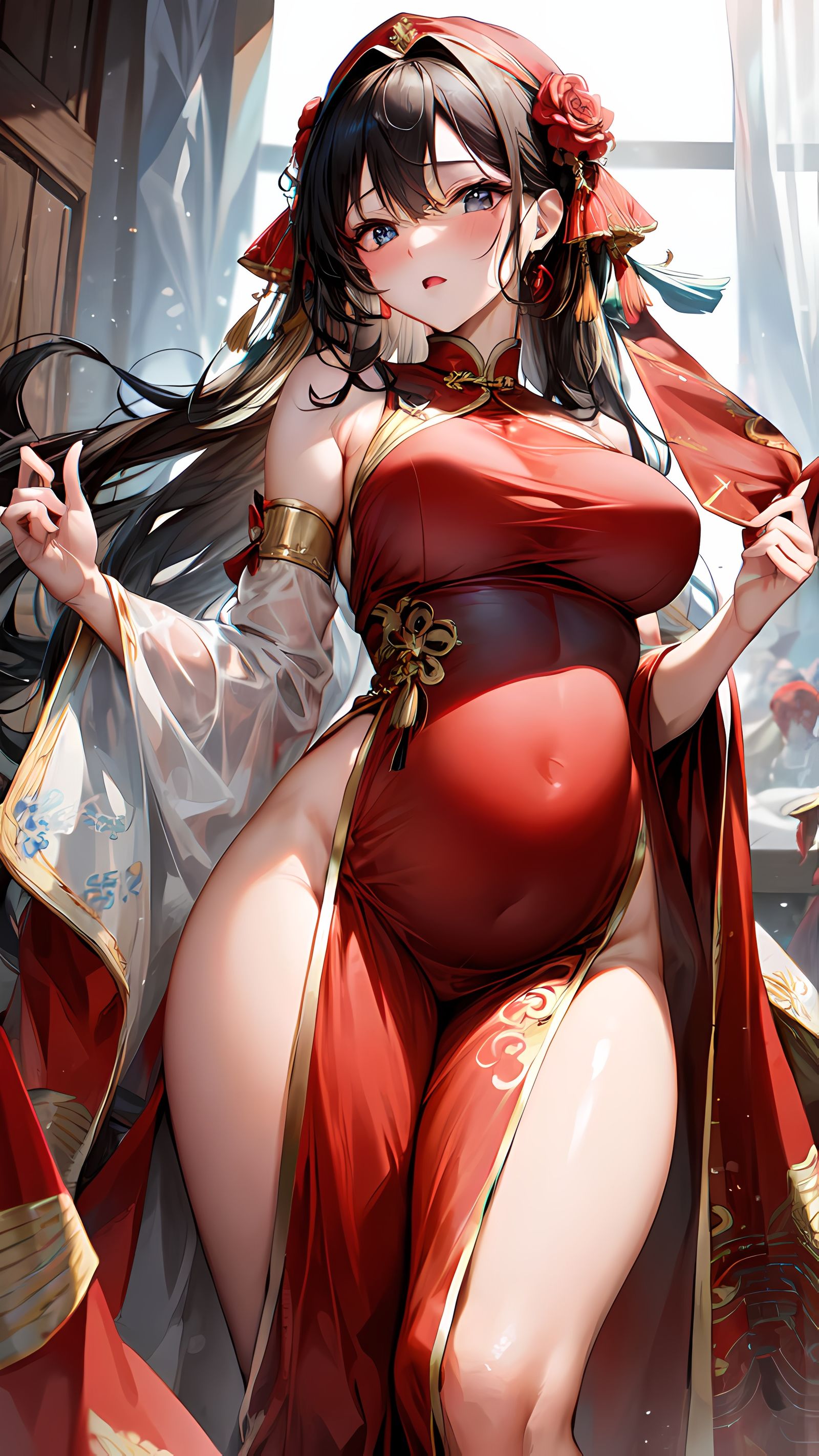 旗袍-日系唯美人像孕妇