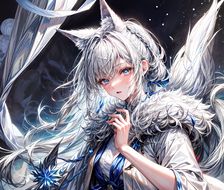 夜の狼-日系唯美人像兽耳