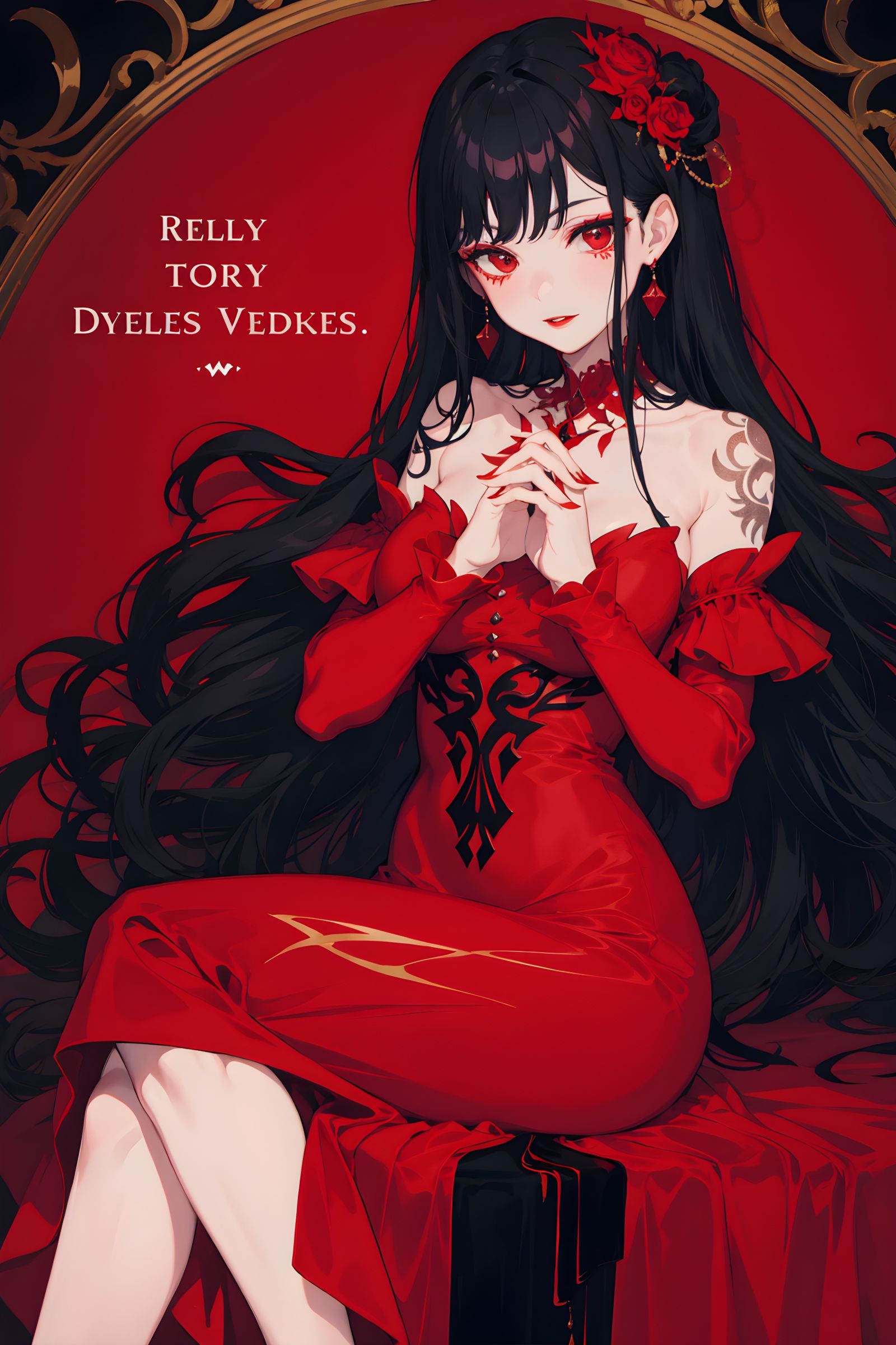 红衣少女插画图片壁纸