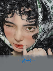 美女头像厚涂3插画图片壁纸