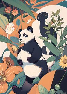 国风插画 熊猫插画图片壁纸