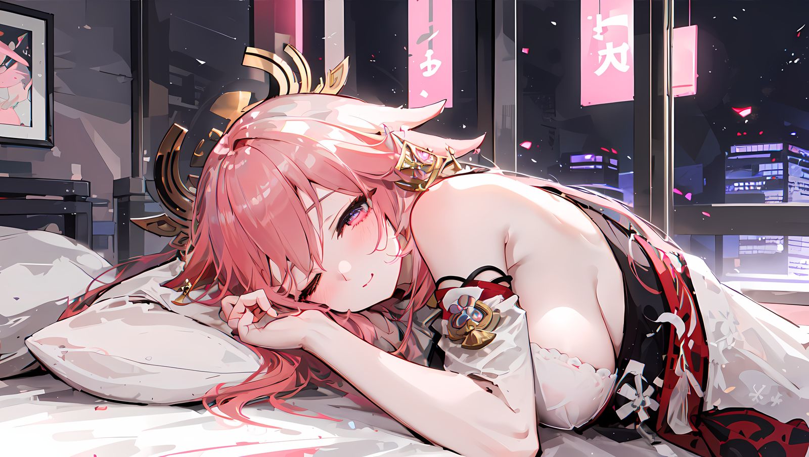躺在床上27插画图片壁纸