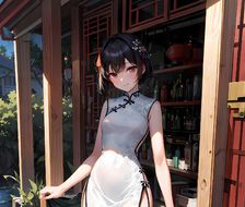 旗袍-日系唯美人像旗袍