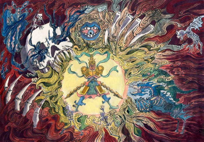 这是我制作的封神演义相关的插画——韦驮驱魔插画图片壁纸