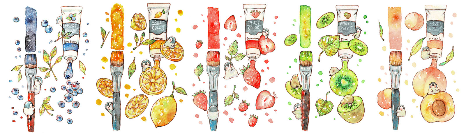 水果颜料总结插画图片壁纸