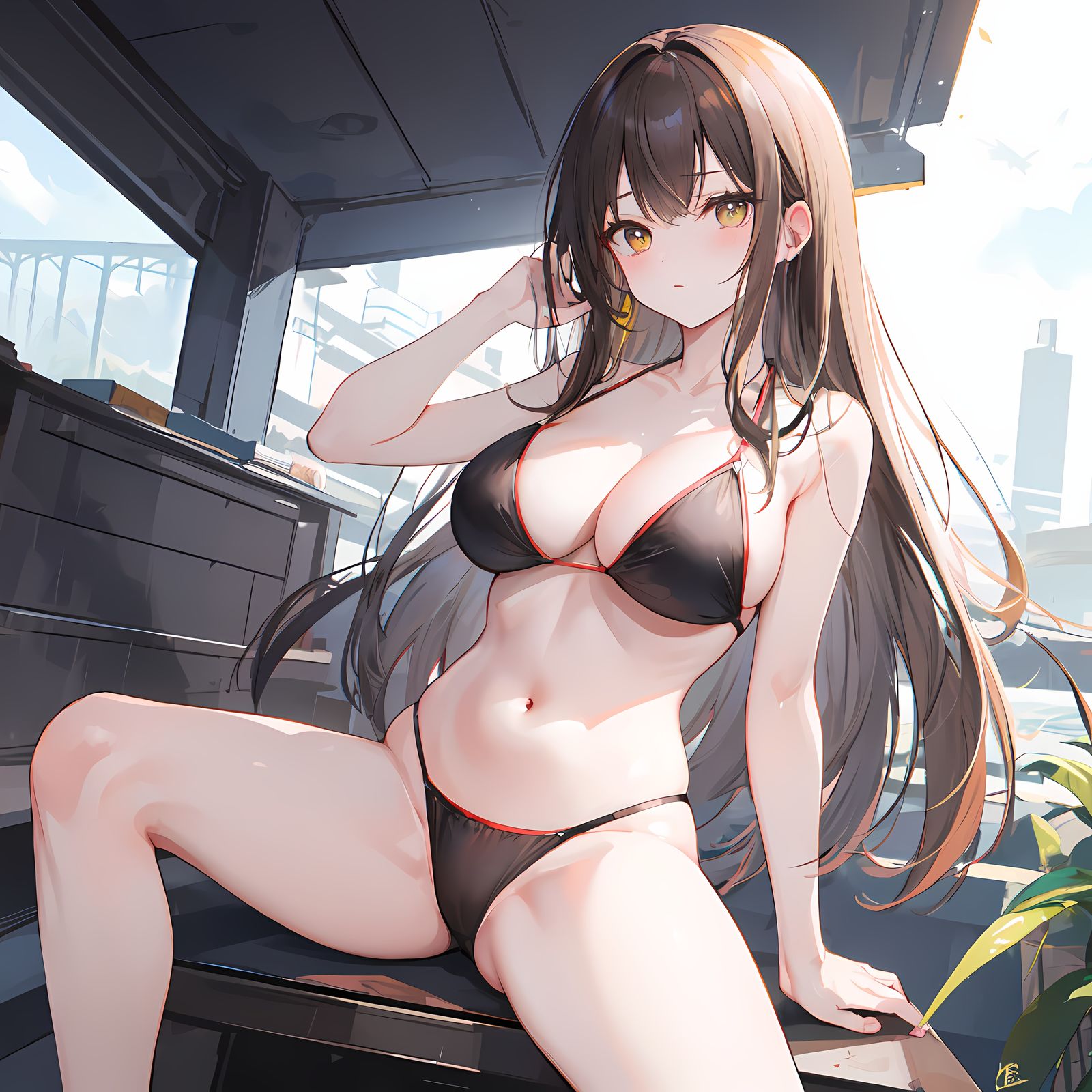 内衣女孩插画图片壁纸